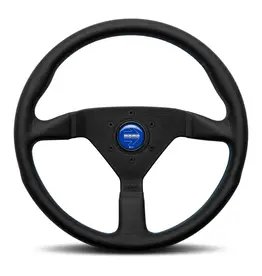 Momo Montecarlo Steering Wheel 350 mm - Black Leather/Blue Stitch/Black Spokes