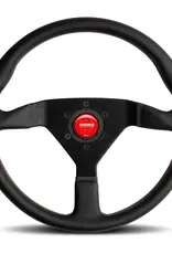 Momo Montecarlo Steering Wheel 350 mm - Black Leather/Red Stitch/Black Spokes