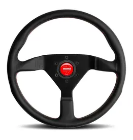 Momo Montecarlo Steering Wheel 350 mm - Black Leather/Red Stitch/Black Spokes