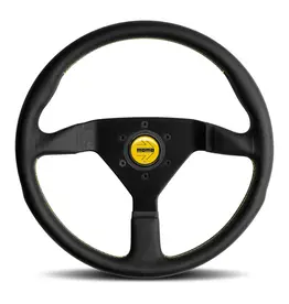 Momo Montecarlo Steering Wheel 350 mm - Black Leather/Yellow Stitch/Black Spokes