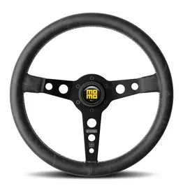 Momo Prototip Heritage Steering Wheel 350 mm - Black Leather/White Stitch/Black Spokes