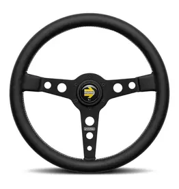 Momo Prototipo Steering Wheel 350 mm - Black Leather/Wht Stitch/Black Spokes