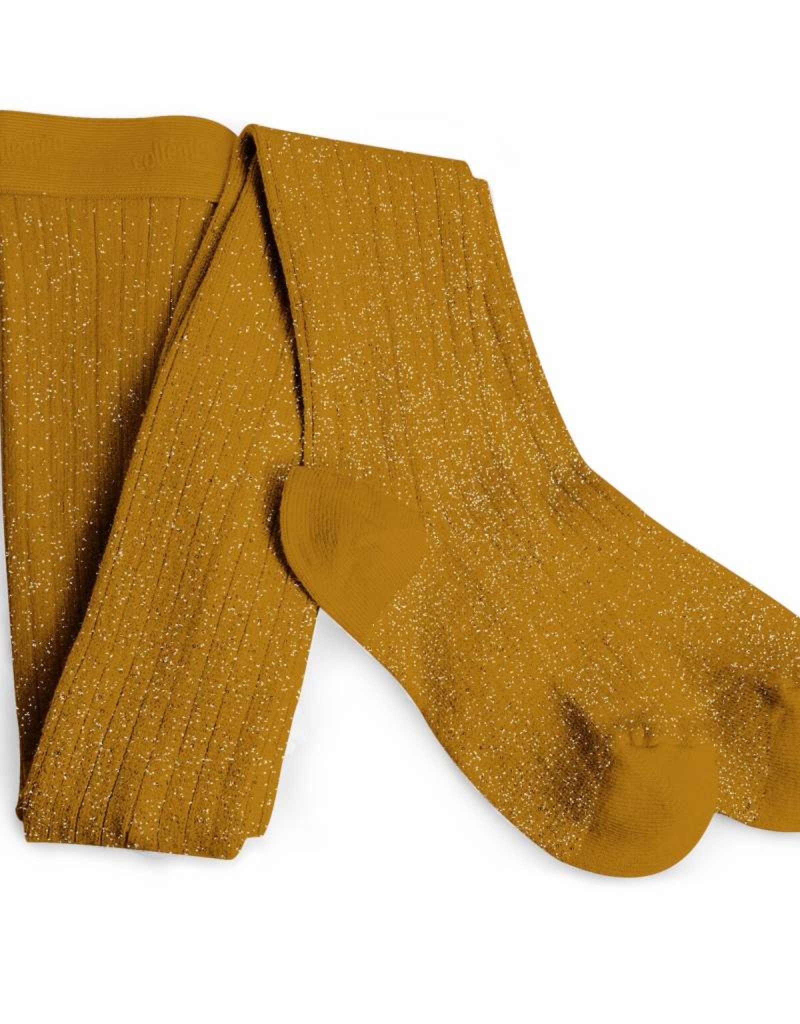 Collegien glitter ribbed tights- mustard
