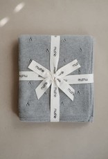 Mushie knitted pointelle blanket- gray