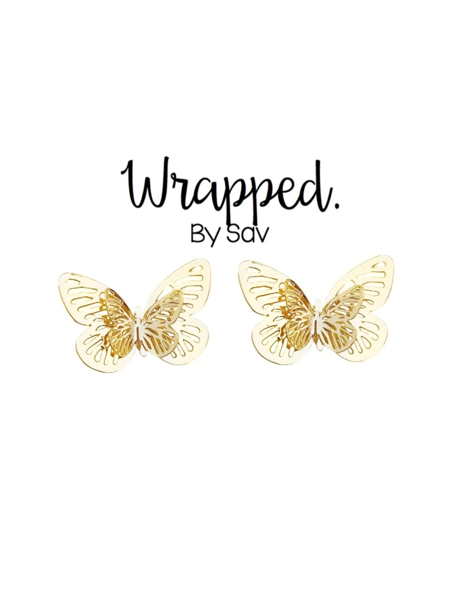 Wrapped by Sav layered butterfly studs