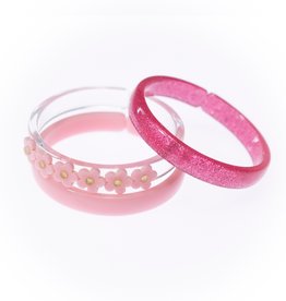 Lilies & Roses pink flowers bangles set