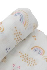 Little Unicorn deluxe muslin swaddle- rainbows & raindrops