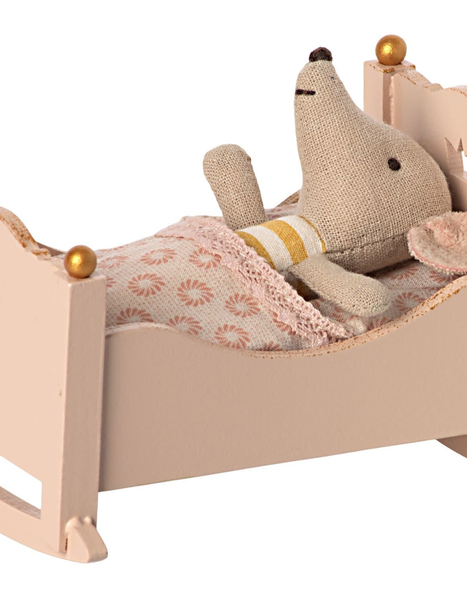 Maileg cradle, mouse- rose