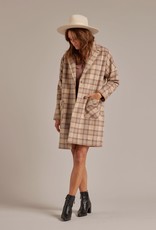 Rylee and Cru longline coat- grey plaid