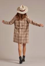 Rylee and Cru longline coat- grey plaid