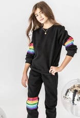 Lola & the Boys rainbow sequin set- black