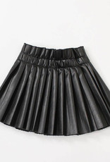 Lola & the Boys pleated leather skirt- black