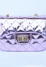 Doe A Dear metallic crossbody quilted purse- lavender