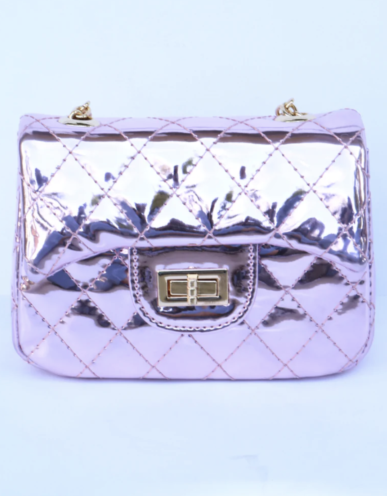 Doe A Dear metallic crossbody quilted purse- lavender