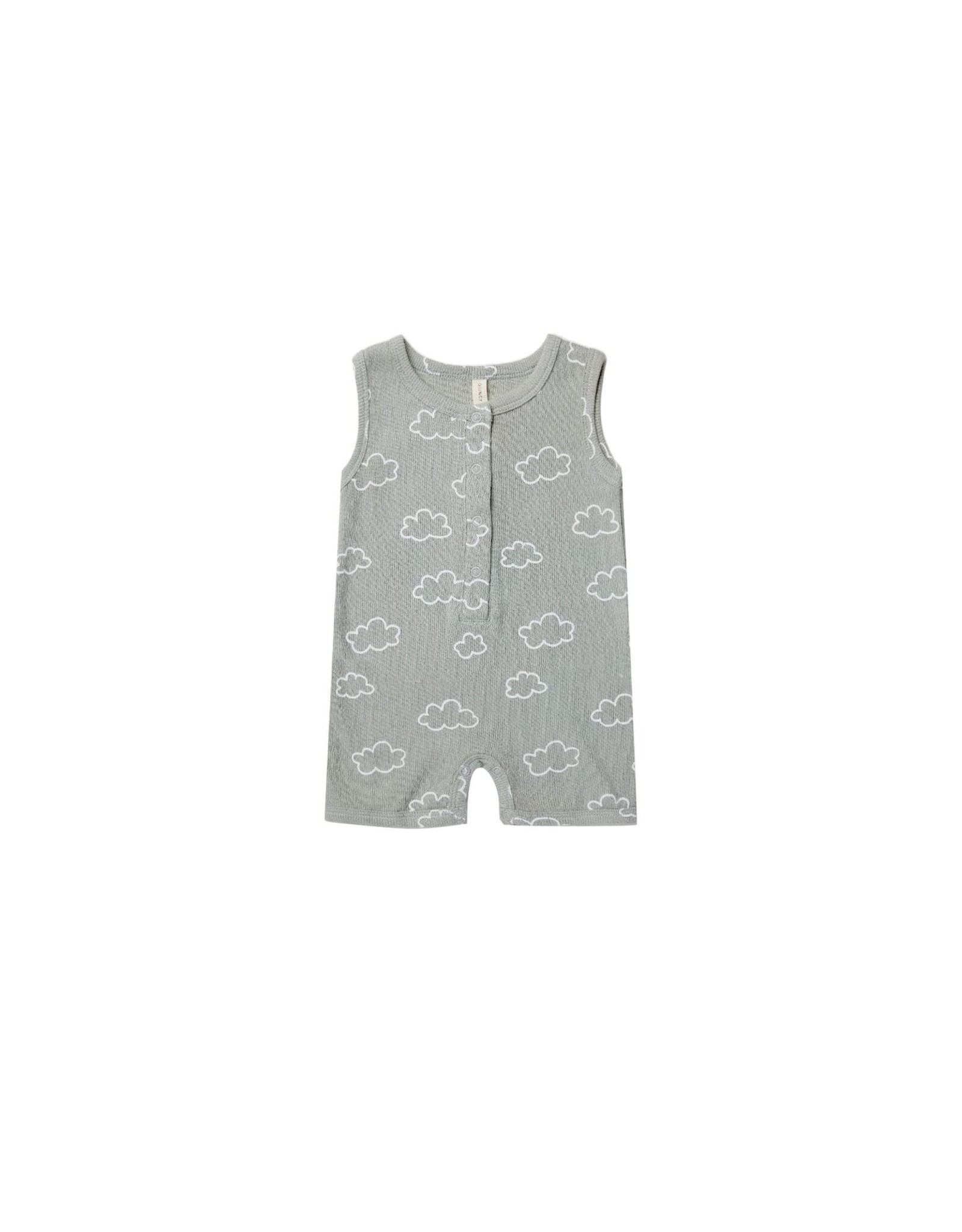 Quincy Mae ribbed henley romper- clouds