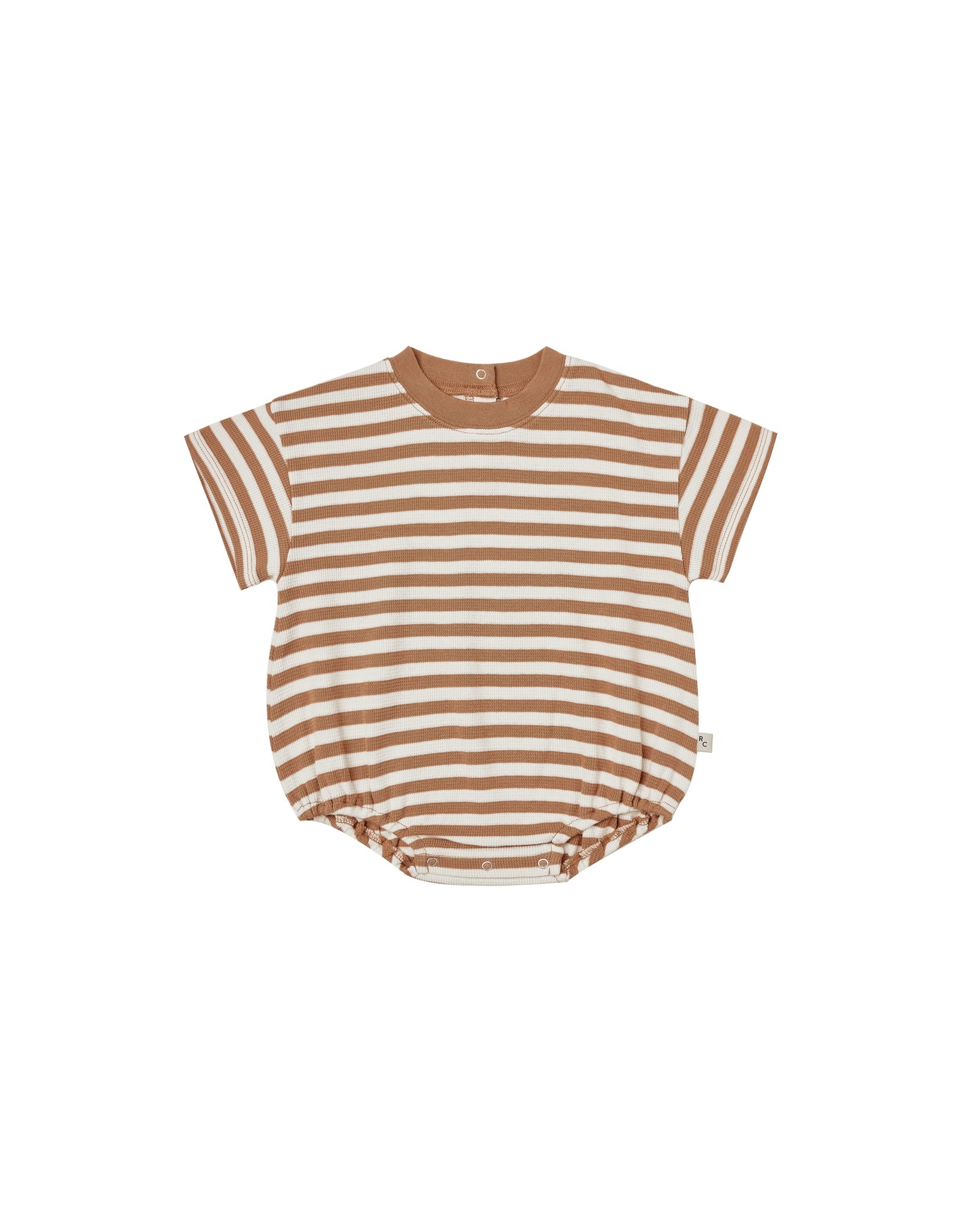 Rylee and Cru relaxed bubble romper- camel stripe