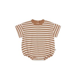 Rylee and Cru relaxed bubble romper- camel stripe