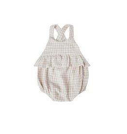 Quincy Mae PENNY ROMPER | SILVER GINGHAM