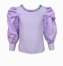 Lola & the Boys gem queen puff sleeve top