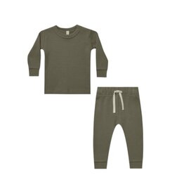 Quincy Mae WAFFLE TOP + PANT SET || FOREST