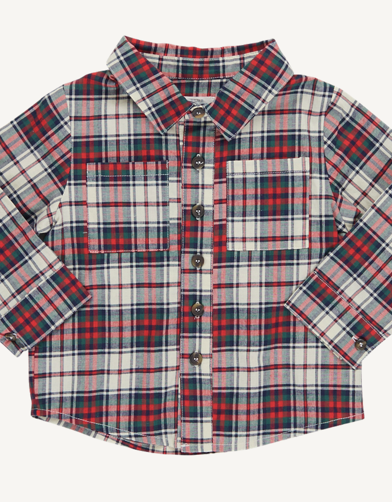 Pink Chicken boys jack shirt - holly tartan