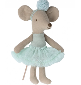 Maileg ballerina mouse, little sister- light mint