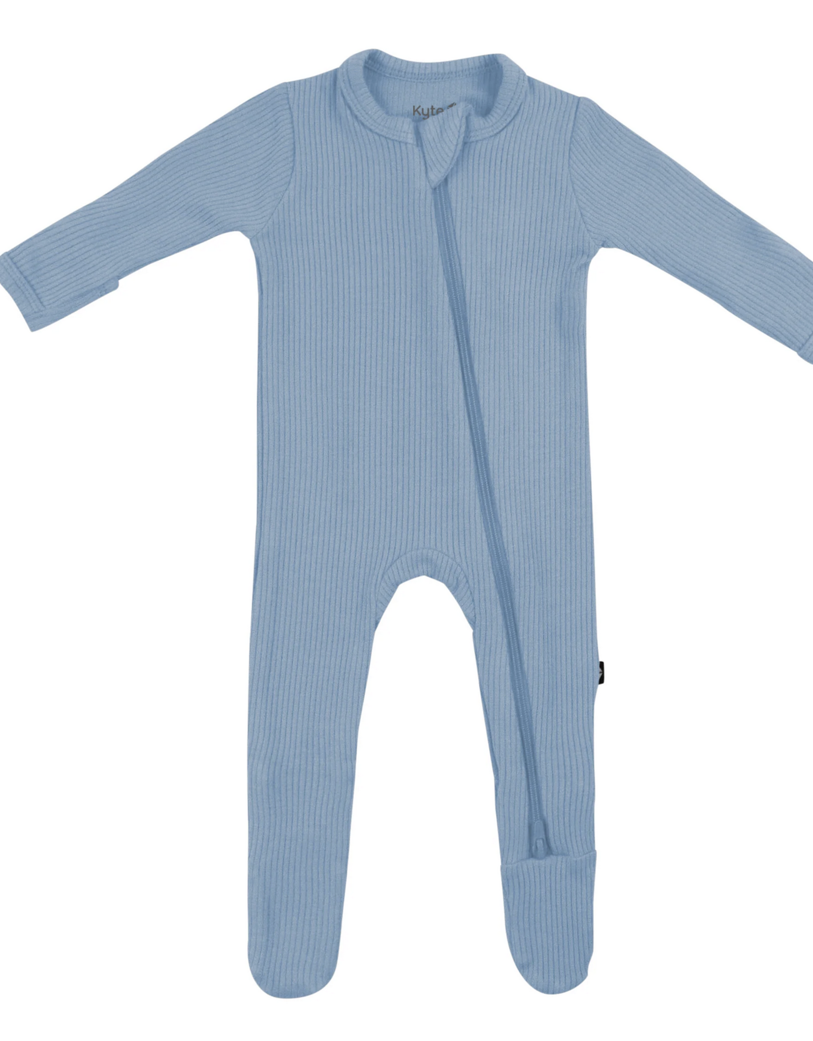 Kyte Baby ribbed zipped footie- slate