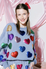 Queen of Sparkles blue rainbow foil heart sweatshirt