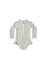 Rylee + Cru Inc. RASH GUARD ONE-PIECE || SEAFOAM CHECK