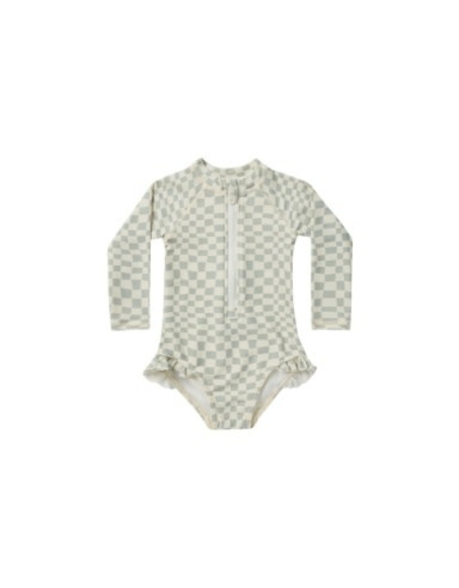 Rylee + Cru Inc. RASH GUARD ONE-PIECE || SEAFOAM CHECK