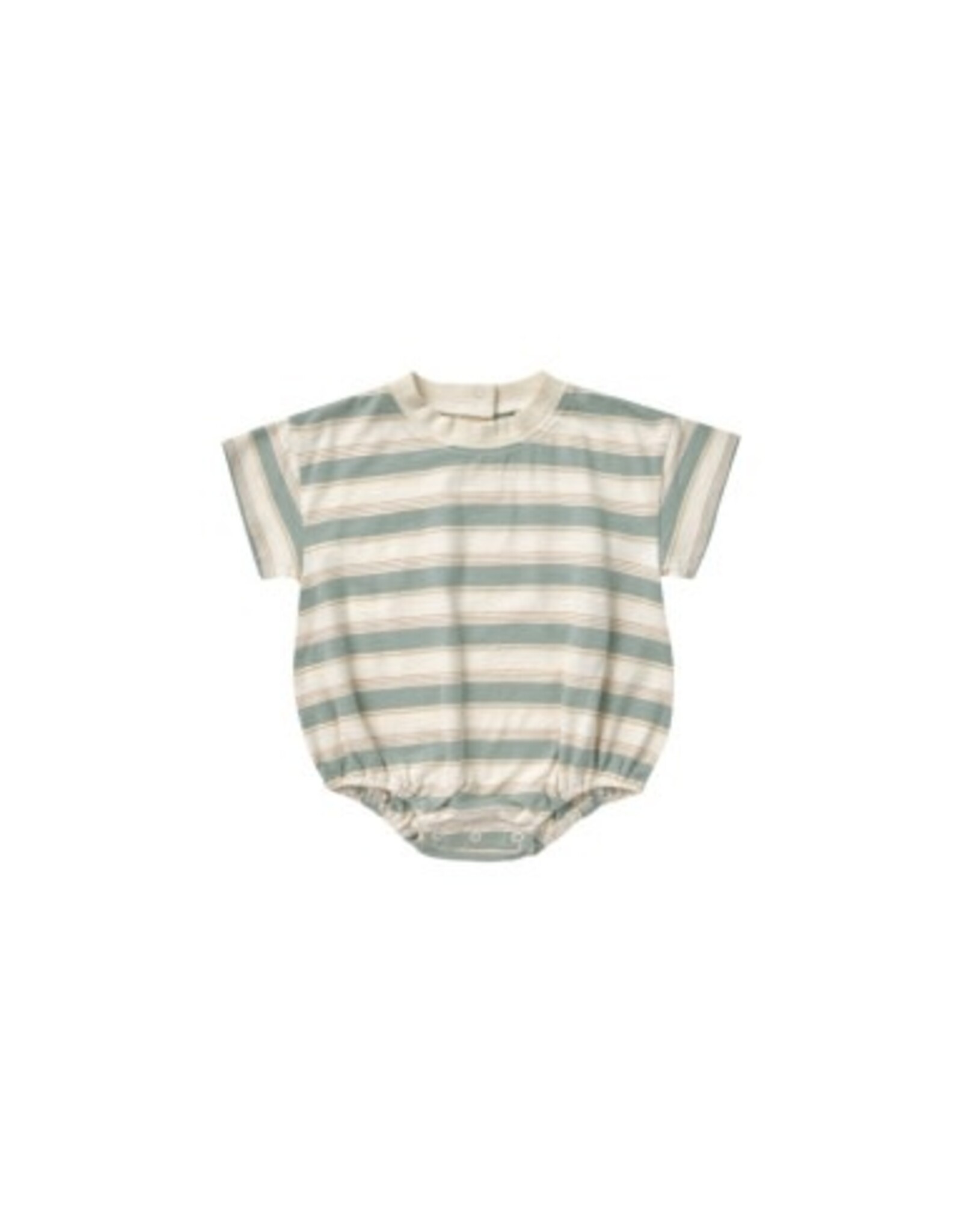 Rylee + Cru Inc. RELAXED BUBBLE ROMPER || AQUA STRIPE