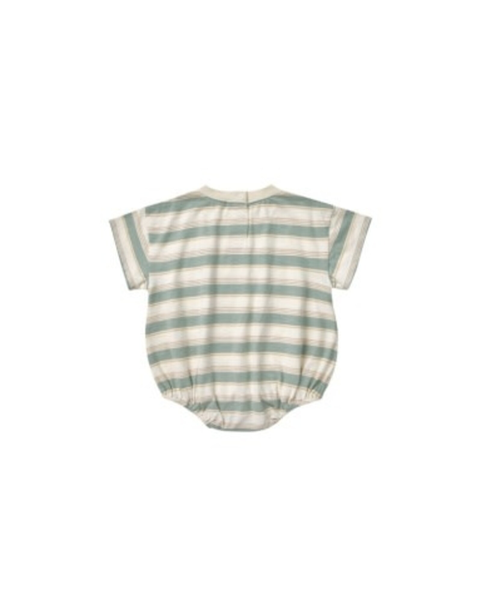 Rylee + Cru Inc. RELAXED BUBBLE ROMPER || AQUA STRIPE