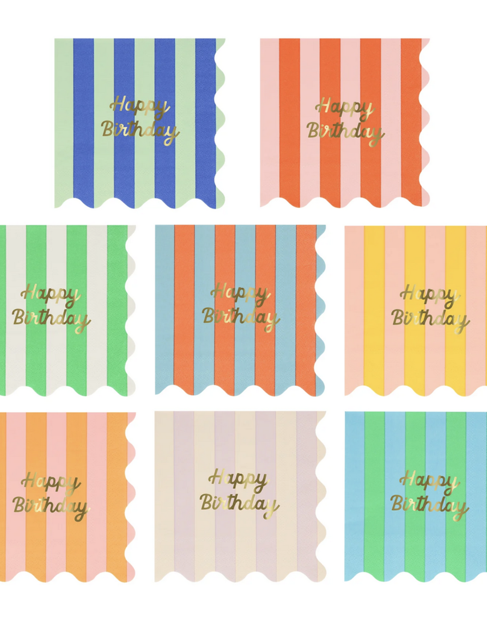 Meri Meri stripe happy birthday small napkins