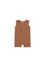 Rylee and Cru RIBBED HENLEY ROMPER || CLAY