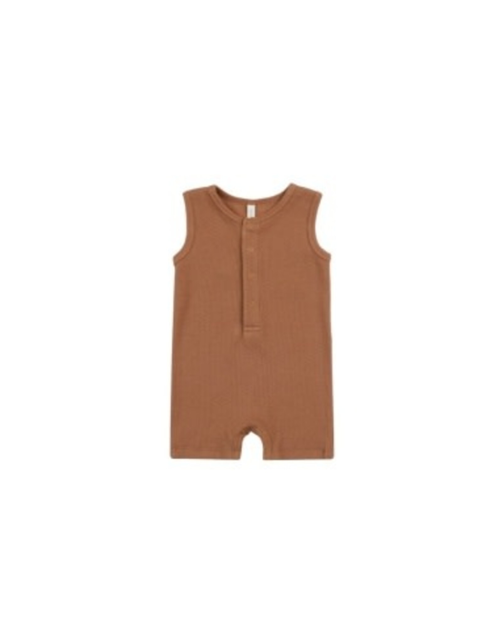 Rylee and Cru RIBBED HENLEY ROMPER || CLAY