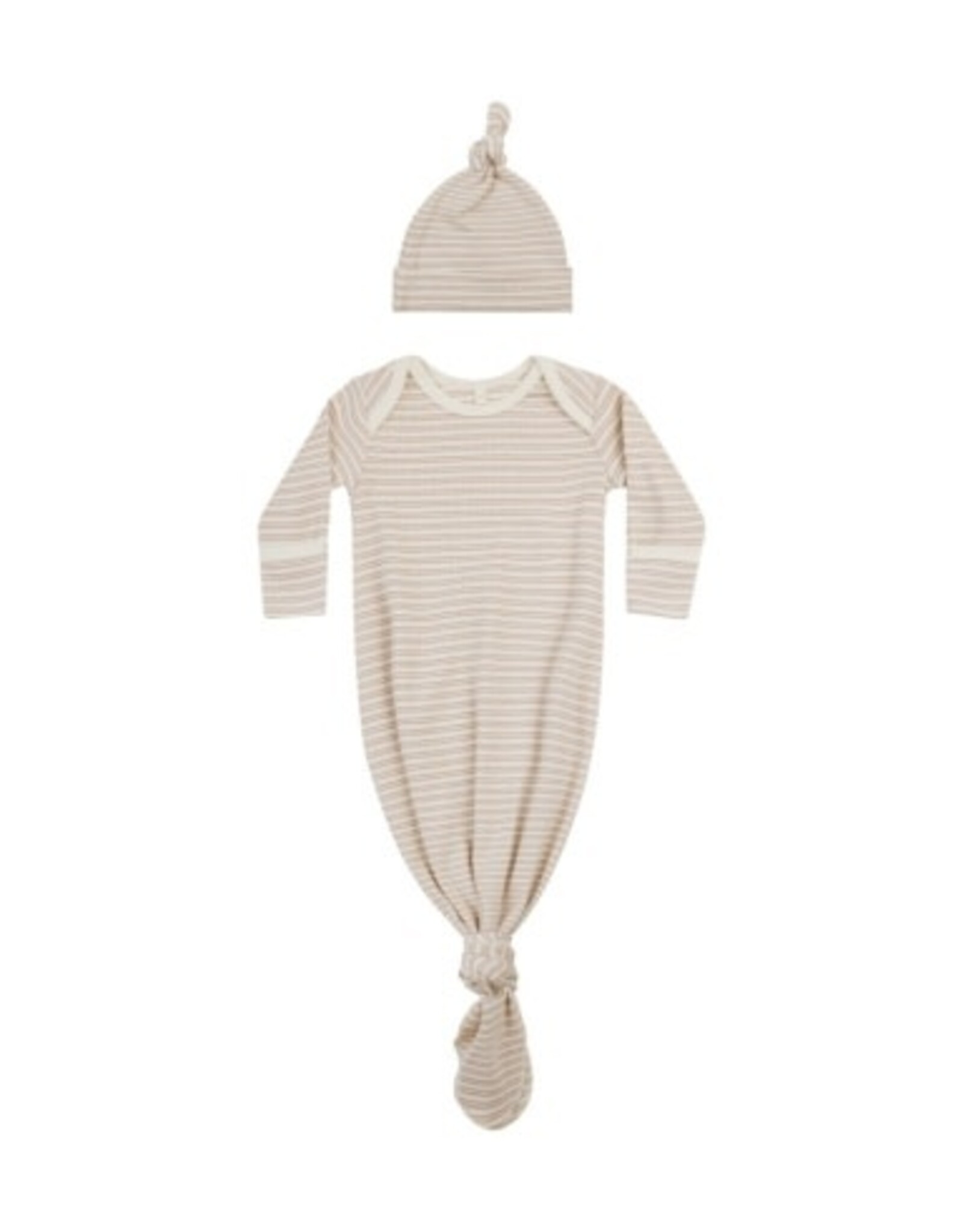 Rylee and Cru KNOTTED BABY GOWN + HAT SET || OAT STRIPE