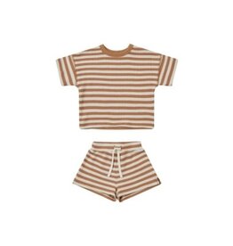 Rylee and Cru WAFFLE TEE + SHORT SET || CLAY STRIPE