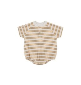 Rylee and Cru TERRY HENLEY ROMPER || HONEY STRIPE