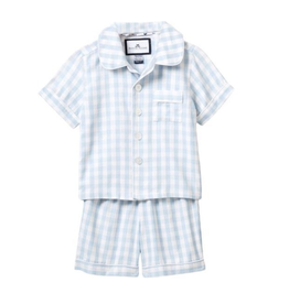 petite plume pajama short set- light blue gingham