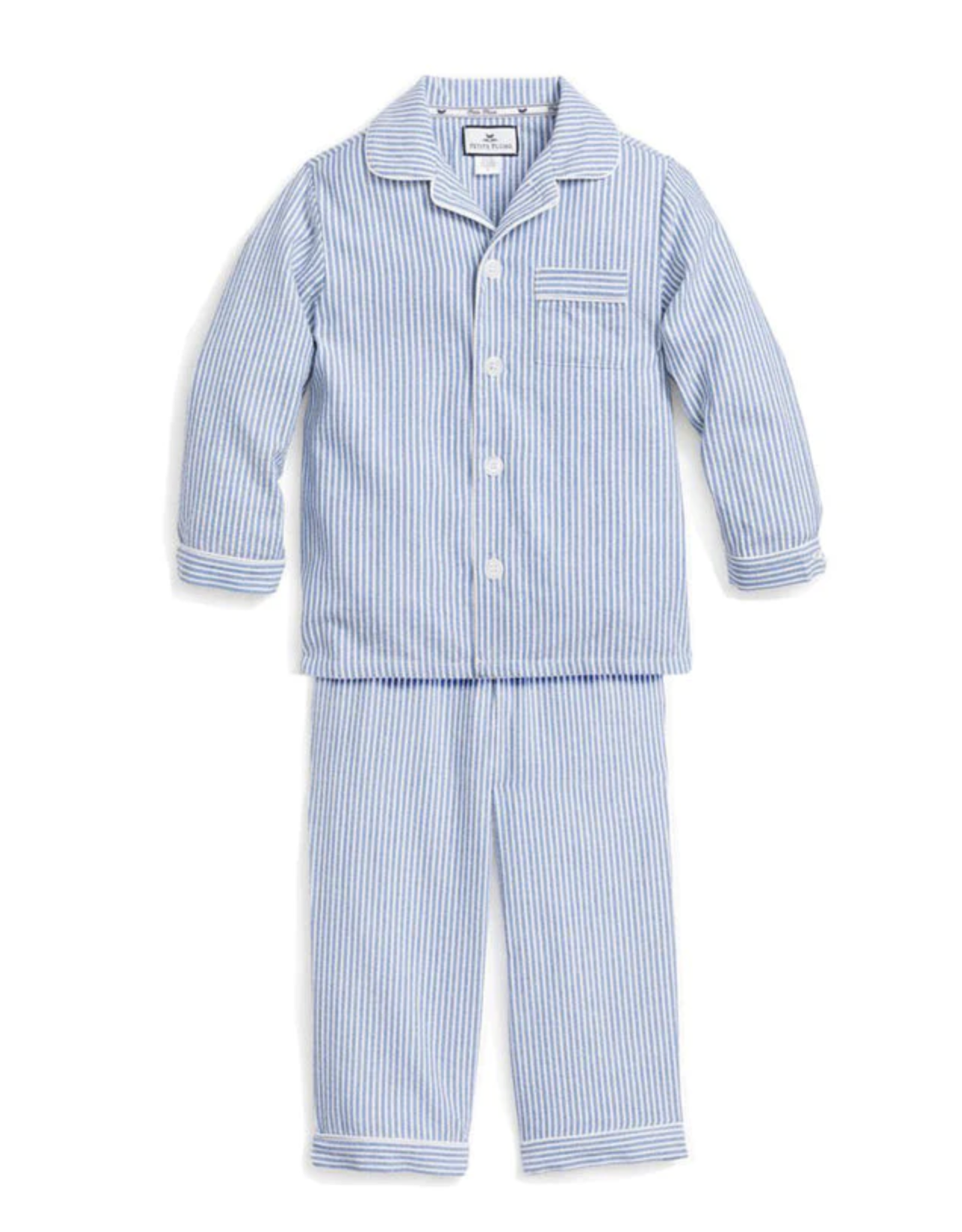 petite plume pajama set- french blue seersucker