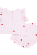 Pink Chicken girls roey 2-piece set - strawberry embroidery