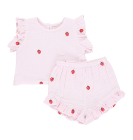 Pink Chicken baby girls roey 2-piece set - strawberry embroidery
