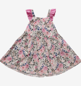 Petite Hailey print frill dress- pink rose