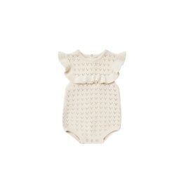 Quincy Mae POINTELLE RUFFLE ROMPER || NATURAL