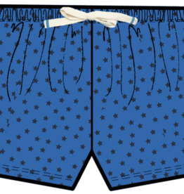Pink Chicken boys swim trunk - blue ditsy stars