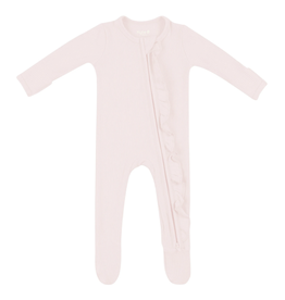 Kyte Baby ribbed ruffle zippered footie- blush