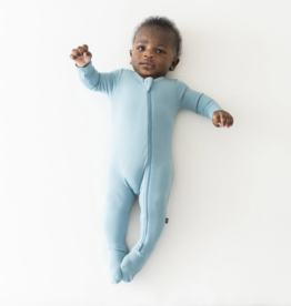 Kyte Baby ribbed zippered footie- dusty blue