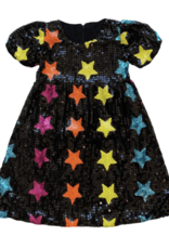 Lola & the Boys black sequin stars dress