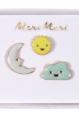 Meri Meri moon, cloud & sun pins