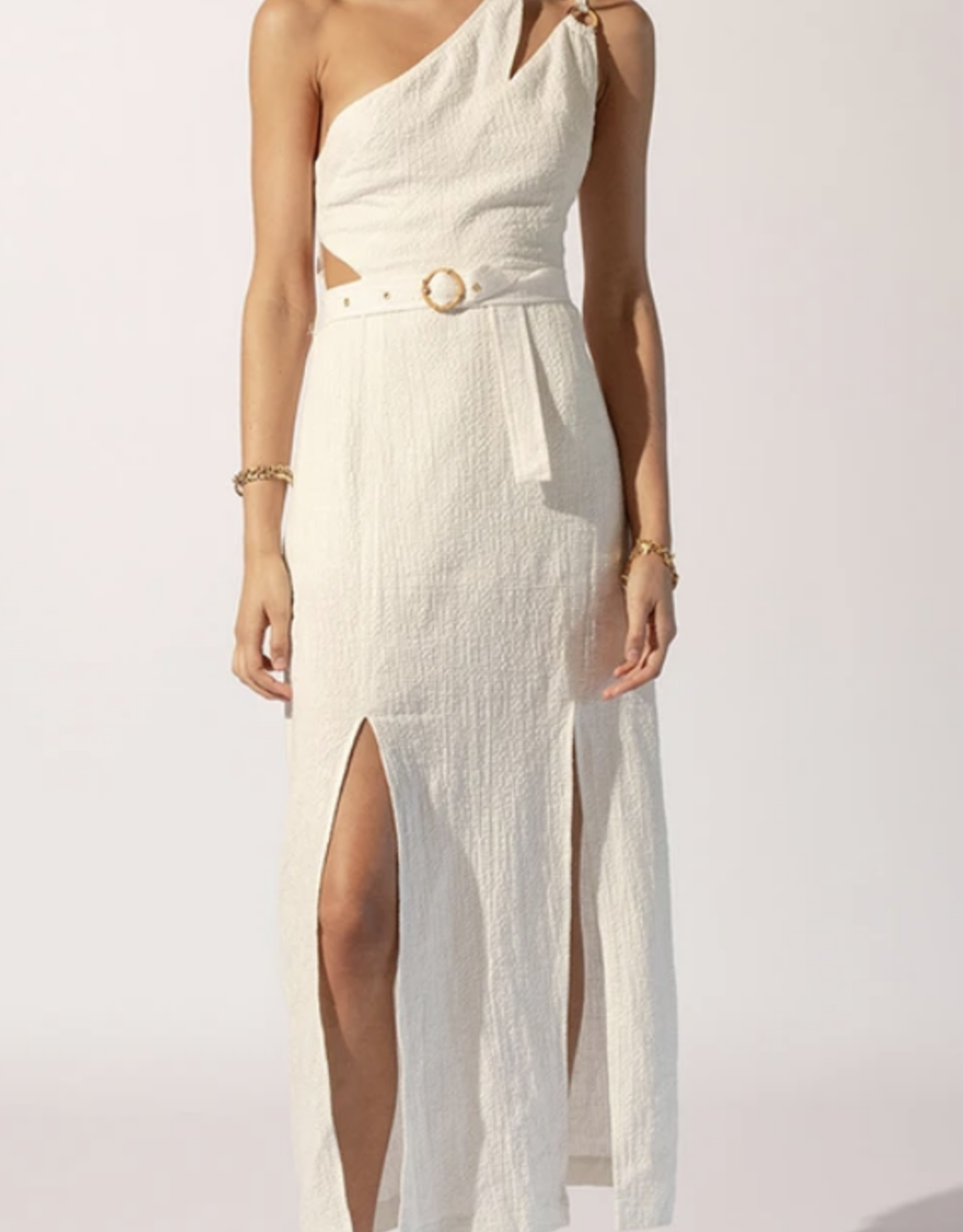 white asymmetrical dress
